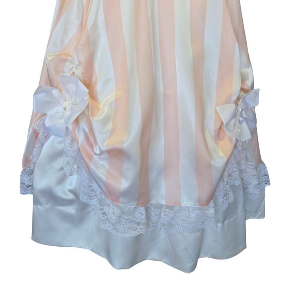 Gunne Sax Pink White Stripe Princess Dress Size S 9 Lace Satin Vintage 80s - Picture 5 of 16
